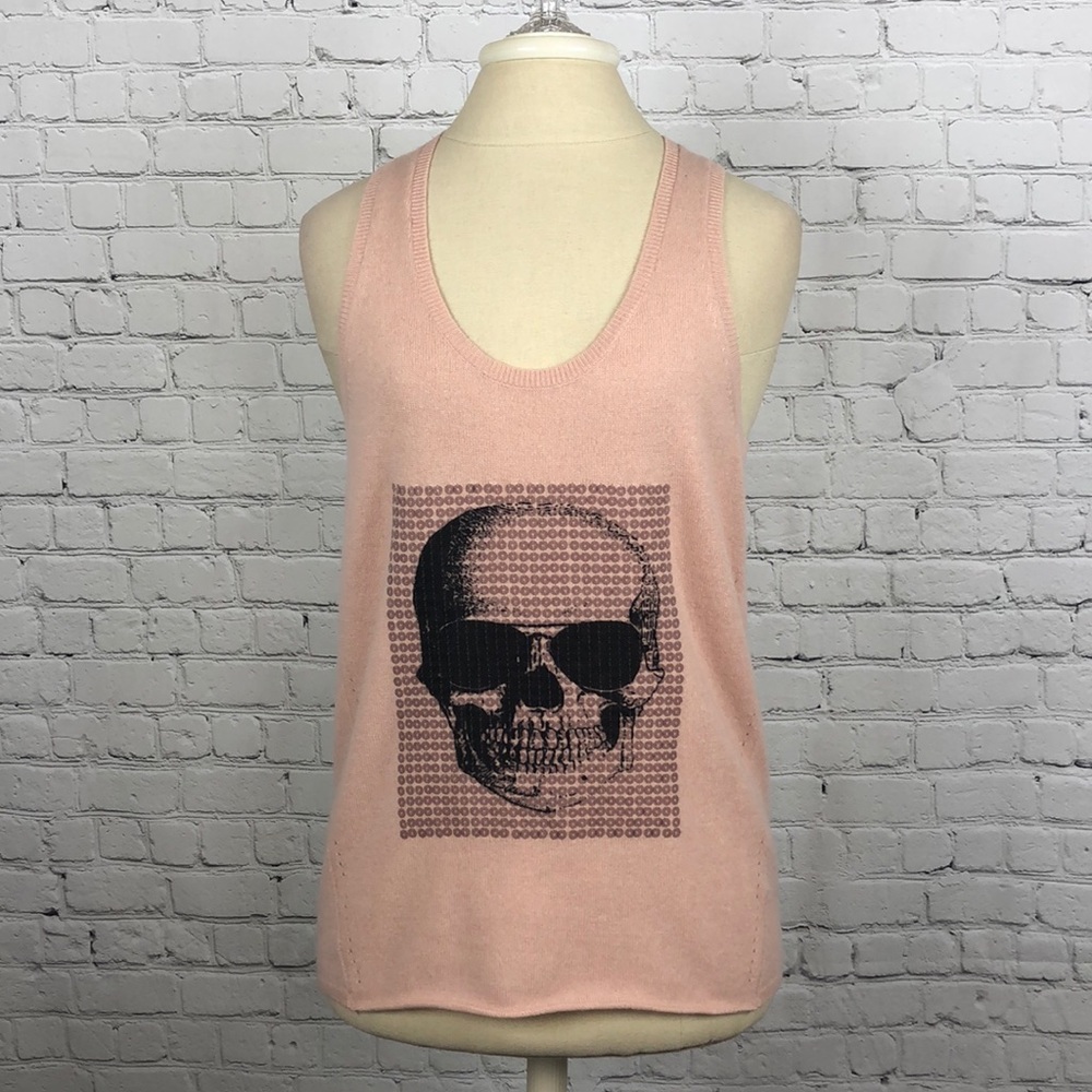 Pink cashmere tank with skill